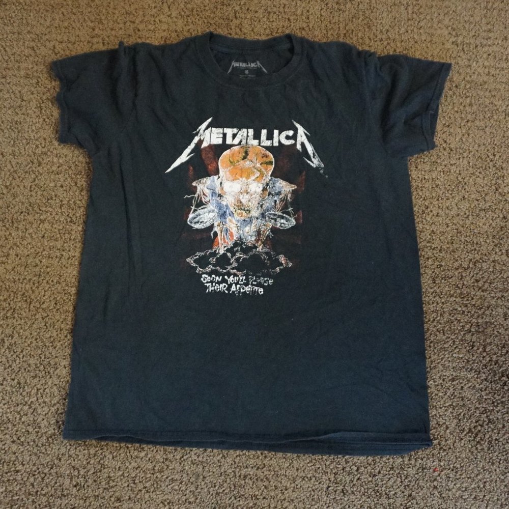 Metallica Soon You'll Please Their Appetite Black Graphic T-shirt Branded SZ S